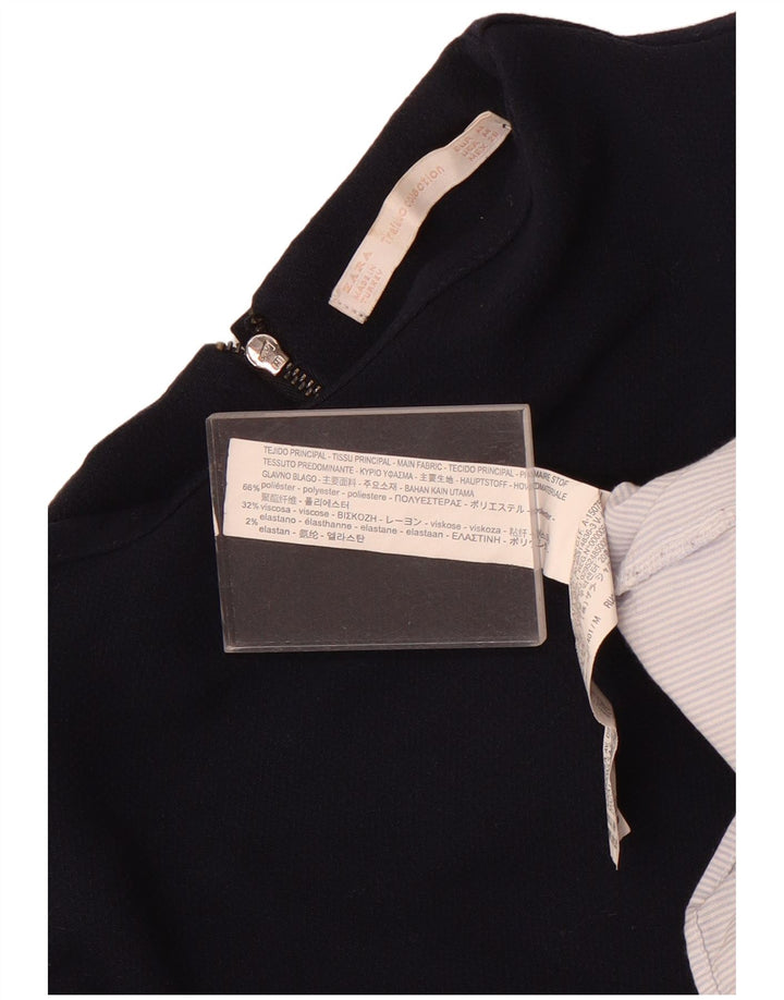 Zara Γυναικείο μακρυμάνικο τοπ UK 12 Medium Navy Blue Colourblock