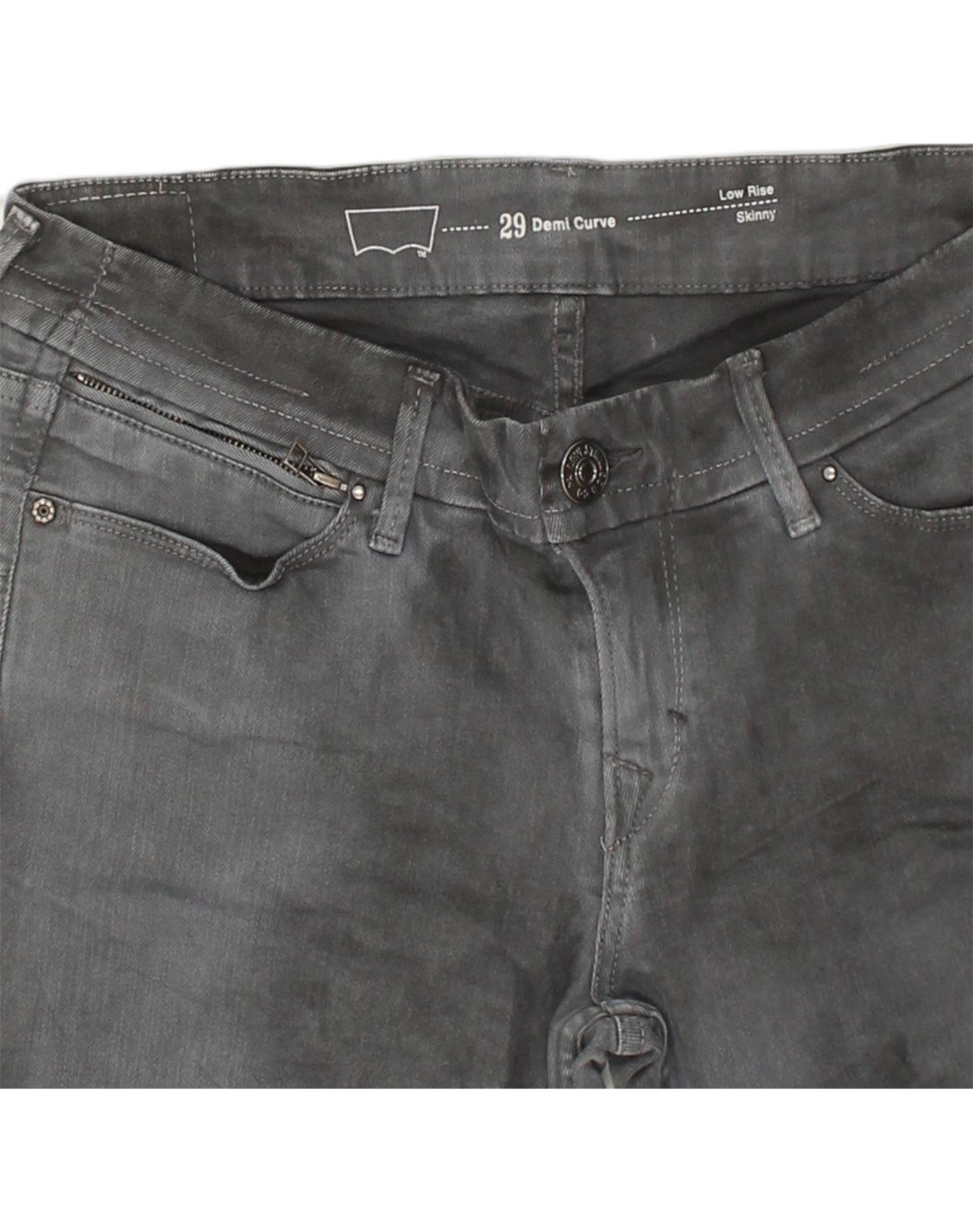 LEVI'S Womens Low Waist Skinny Jeans W29 L29 Grey Tie Dye Cotton | Vintage Levi's | Thrift | Second-Hand Levi's | Used Clothing | Messina Hembry 