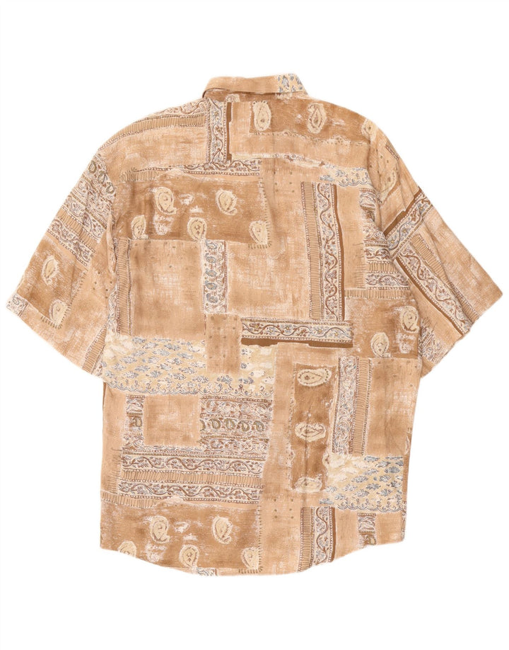 Ανδρικό κοντομάνικο πουκάμισο VINTAGE Μεγάλο καφέ συνονθύλευμα