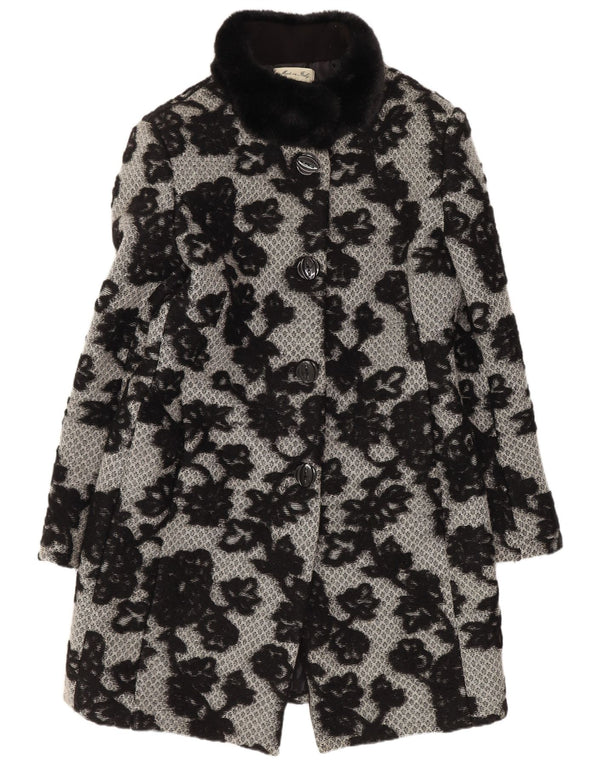 Vintage γυναικείο πανωφόρι UK 12 Medium Black Floral Classic
