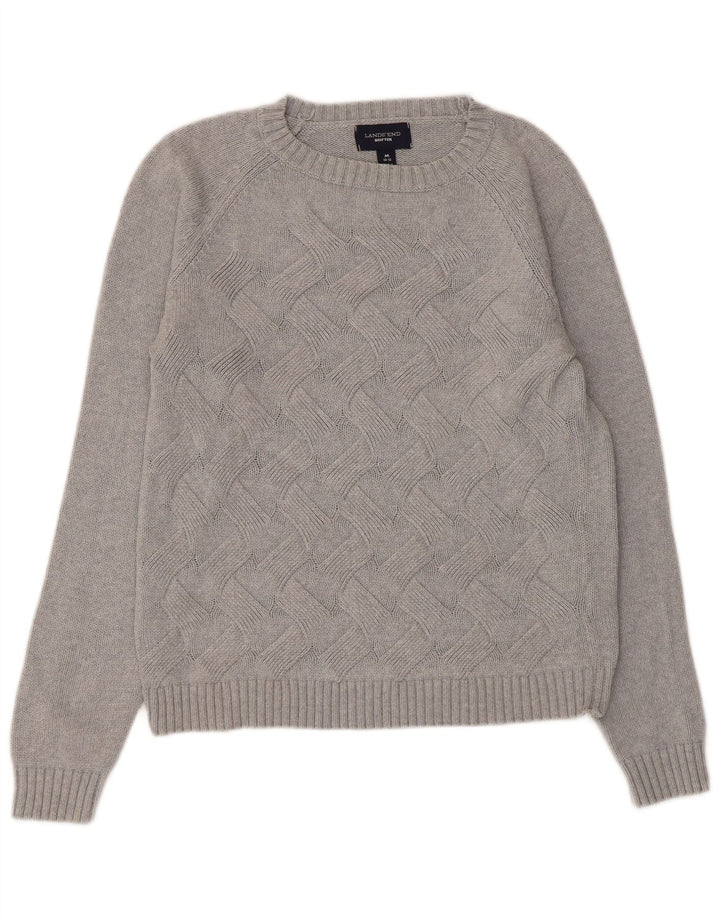 Lands End Womens Drifter Boat Neck Jumper πουλόβερ UK 10/12 Medium Grey