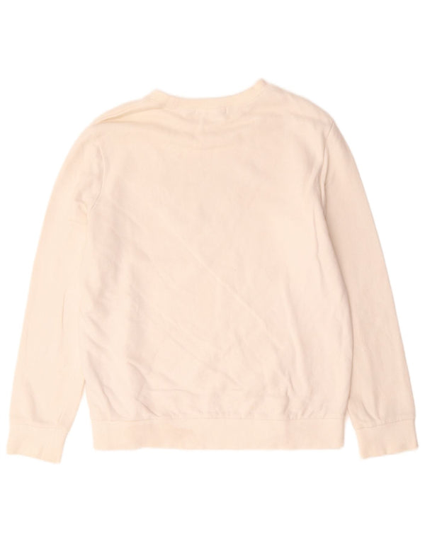 Guess Womens Graphic Sweatshirt Jumper UK 14 Medium Off White Cotton
