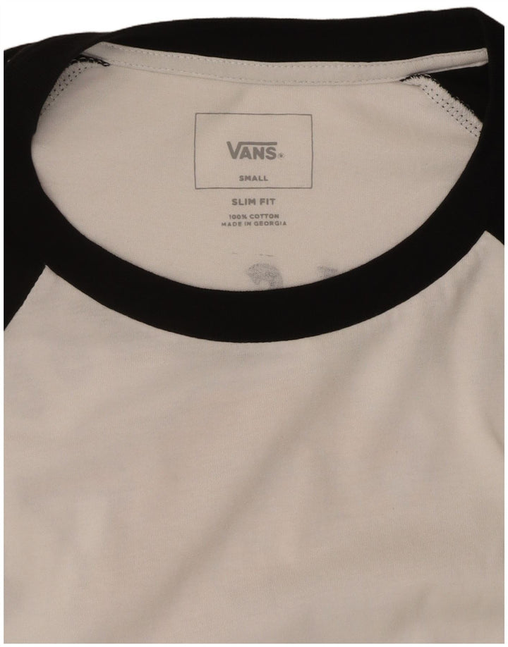 VANS Γυναικεία Slim Fit Graphic Top 3/4 Sleeve UK 10 Small White Colourblock