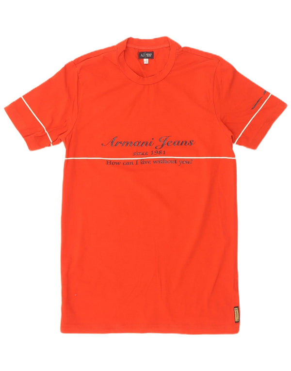 Armani Jeans Γυναικείο γραφικό T-Shirt Top UK 14 Large Red