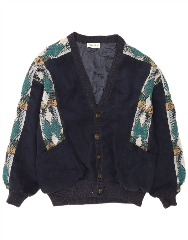 Luciano Chiari Ανδρικό Bomber Jacket UK 40 Large Navy Blue Argyle/Diamond