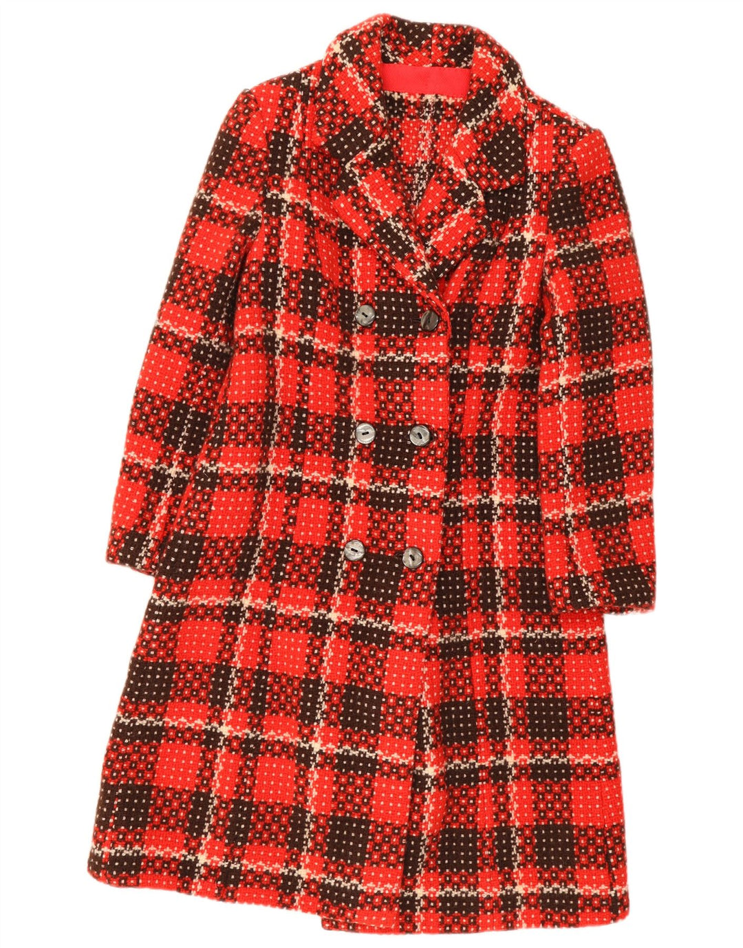 Vintage γυναικείο παλτό με διπλό στήθος UK 8 Small Red Check