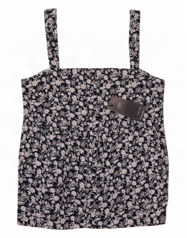 Marks & Spencer Womens Cami Top UK 12 Medium Navy Blue Floral Λευκά είδη