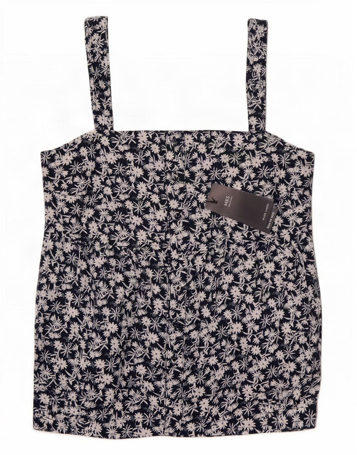 Marks & Spencer Womens Cami Top UK 12 Medium Navy Blue Floral Λευκά είδη