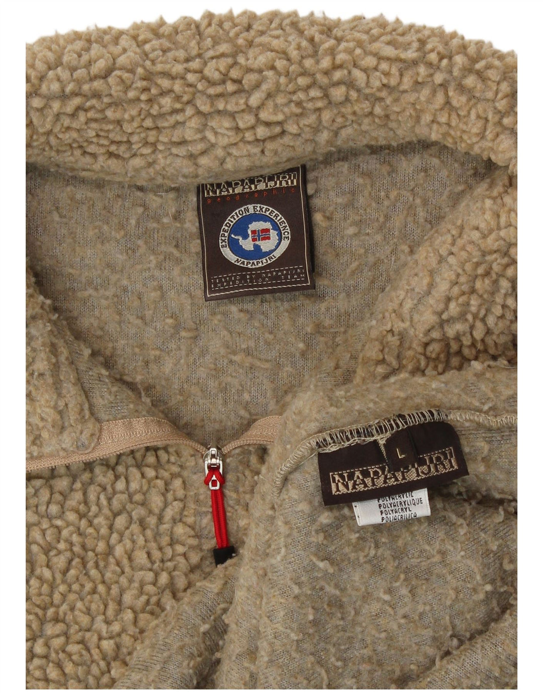 Napapijri Γυναικείο γραφικό φερμουάρ με λαιμόκοψη Fleece Jumper Μεγάλο Μπεζ Πολυακρυλικό