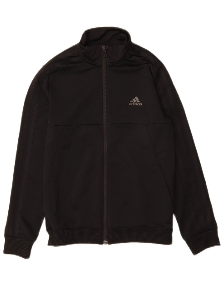 Adidas Boys Climalite Tracksuit Top Jacket 9-10 Years Black Polyester