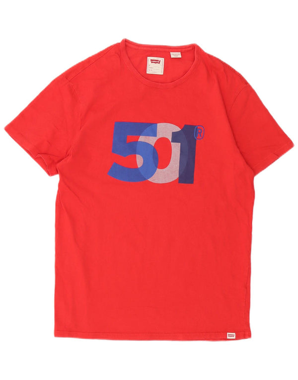 Levi's Mens 501 Standard Fit Graphic T-Shirt Top Μικρό κόκκινο βαμβακερό