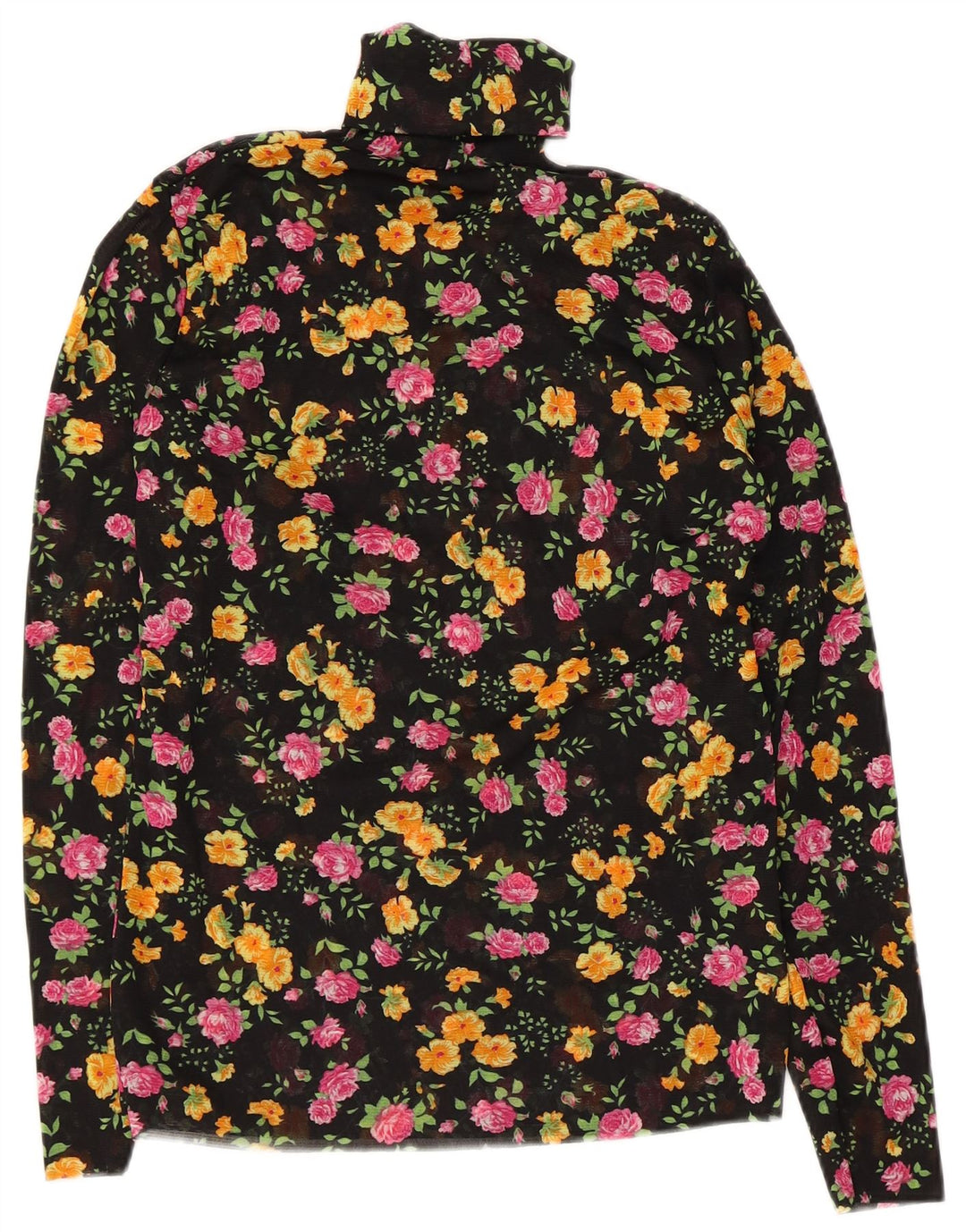 Vintage γυναικεία μακρυμάνικη μπλούζα τοπ UK 10 Small Black Floral