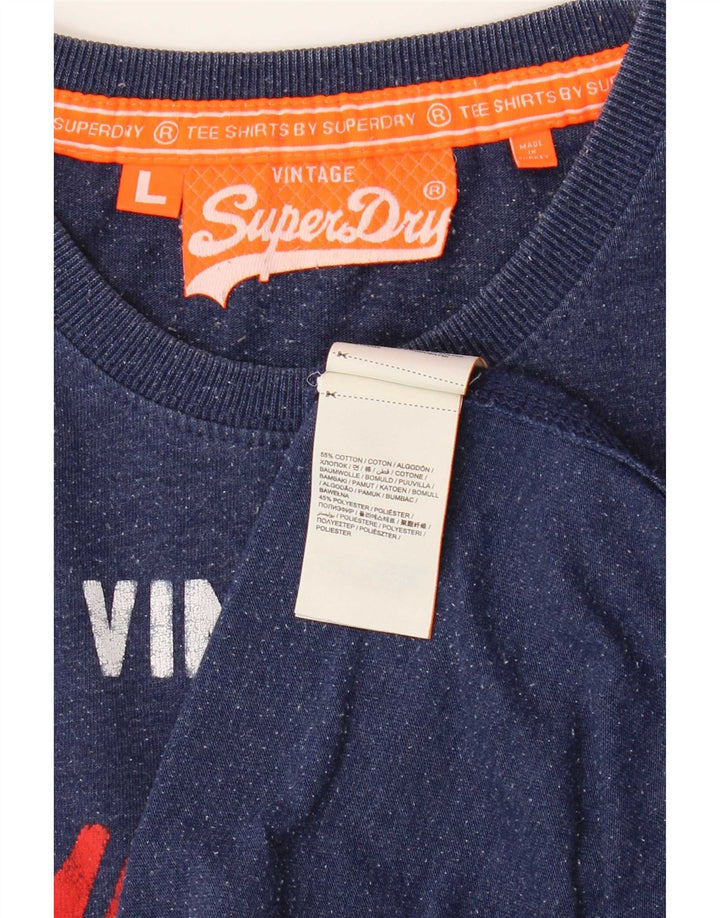 Ανδρικό γραφικό μπλουζάκι Superdry Top μεγάλο μπλε βαμβακερό
