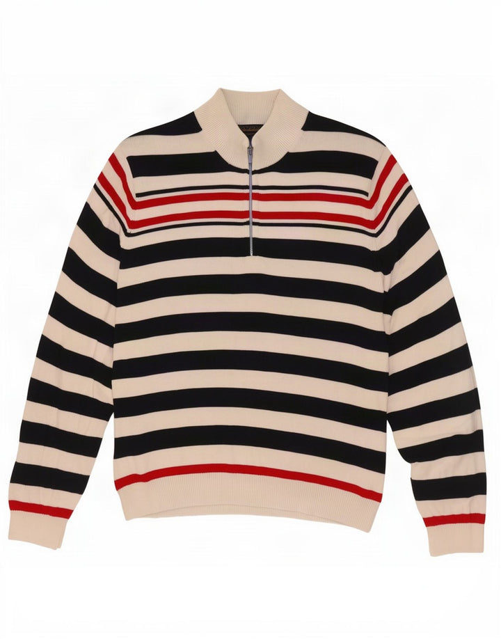 Brooks Brothers Ανδρικό πουλόβερ με λαιμό κουμπιά XL μπλε ριγέ