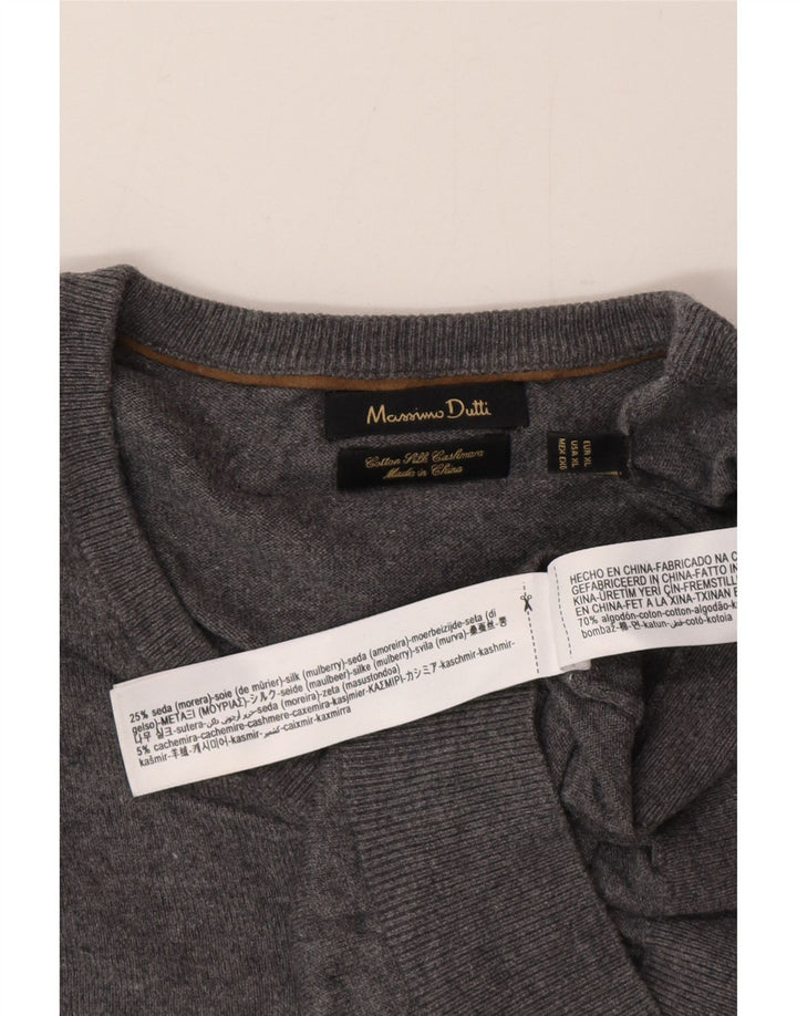 Ανδρικό πουλόβερ Massimo Dutti με V λαιμόκοψη XL Γκρι βαμβακερό