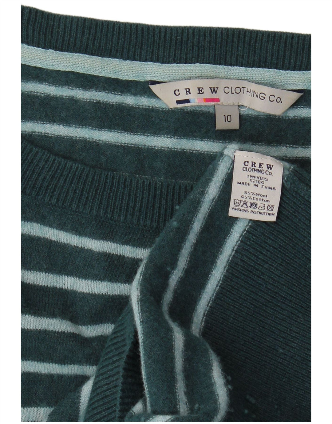 CREW ΕΝΔΥΜΑΤΑ Γυναικείο μακρυμάνικο φόρεμα UK 10 Μικρό Πράσινο Ριγέ