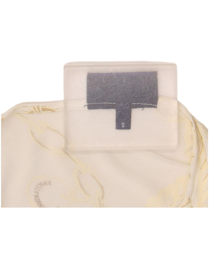 Trussardi Jeans Γυναικεία Abstract Pattern Μπλούζα Top UK 8 Small White