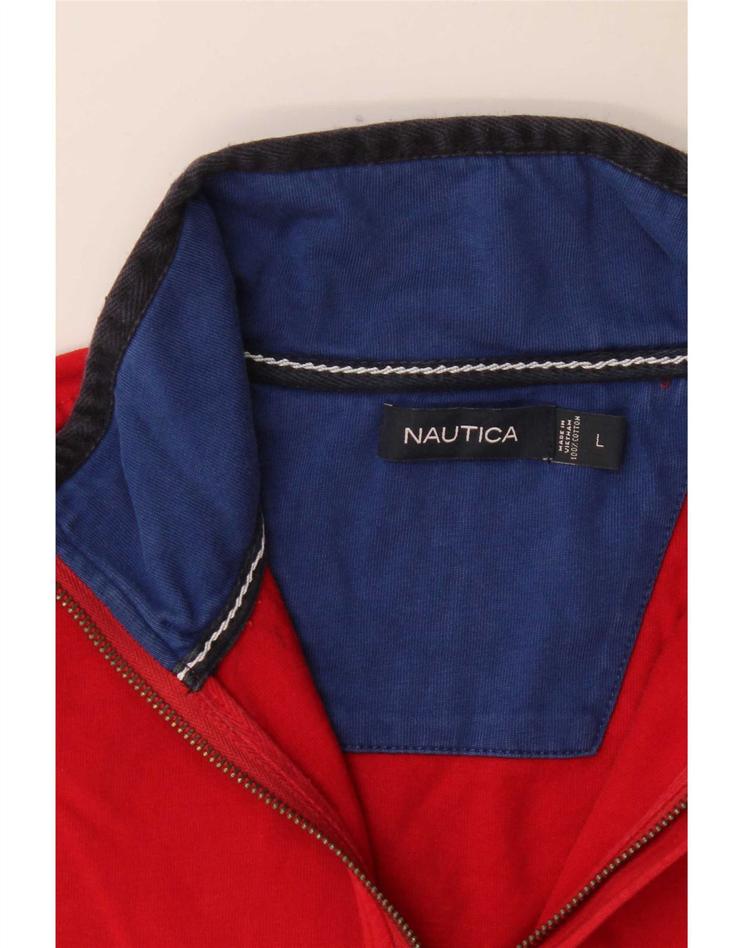Ανδρικό μπλουζάκι με φερμουάρ Nautica με μακρυμάνικο μεγάλο κόκκινο χρώμα