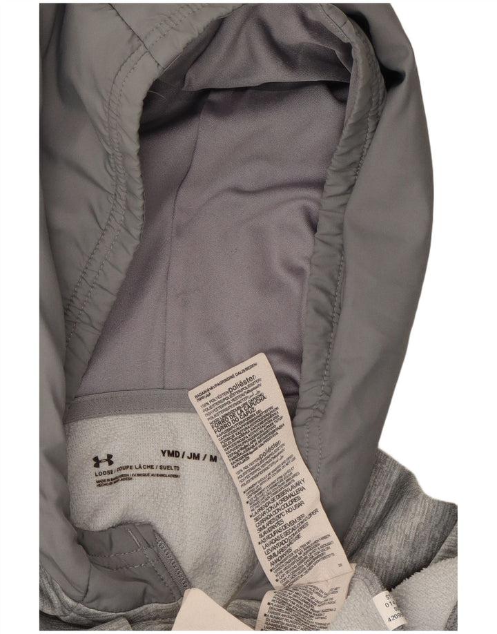 UNDER ARMOUR Boys Zip Hoodie Sweater 9-10 Years Medium  Grey Colourblock