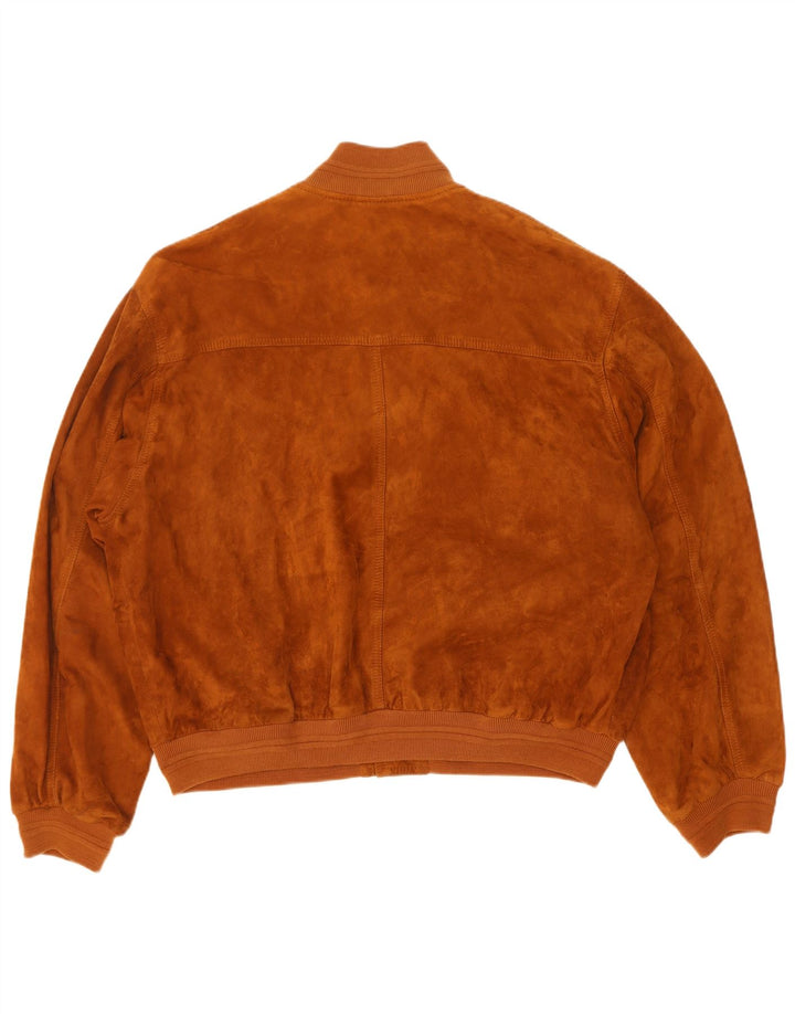 Vintage Ανδρικό Suede Bomber Jacket IT 50 Large Brown Δερμάτινο