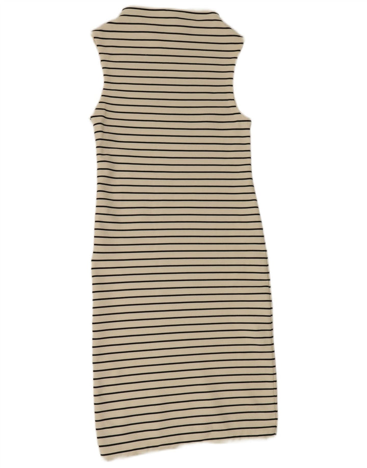 Zara Γυναικείο Αμάνικο Maxi Φόρεμα UK 10 Small White Ride Polyester