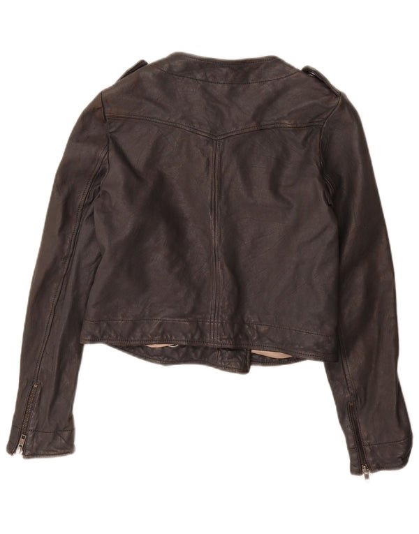 French Connection Γυναικείο Military Crop Jacket UK 10 Small Black Leather