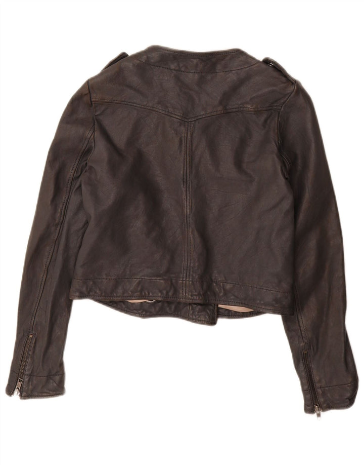 French Connection Γυναικείο Military Crop Jacket UK 10 Small Black Leather