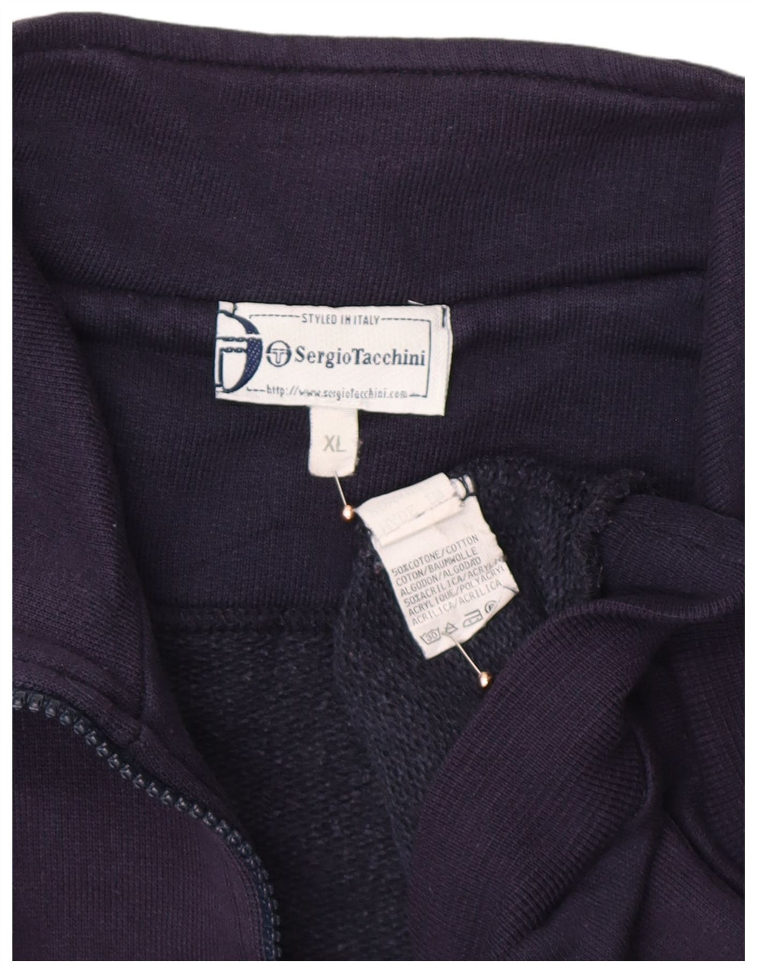 SERGIO TACCHINI Ανδρικό γραφικό φούτερ με φερμουάρ Jumper XL Navy Blue