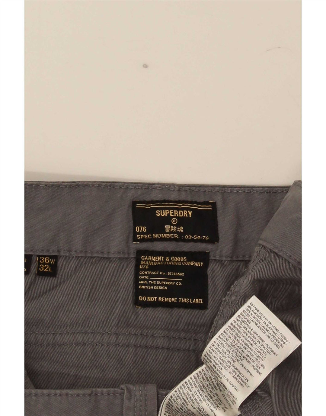 Ανδρικό Slim Cargo Παντελόνι Superdry W36 L32 Γκρι βαμβακερό
