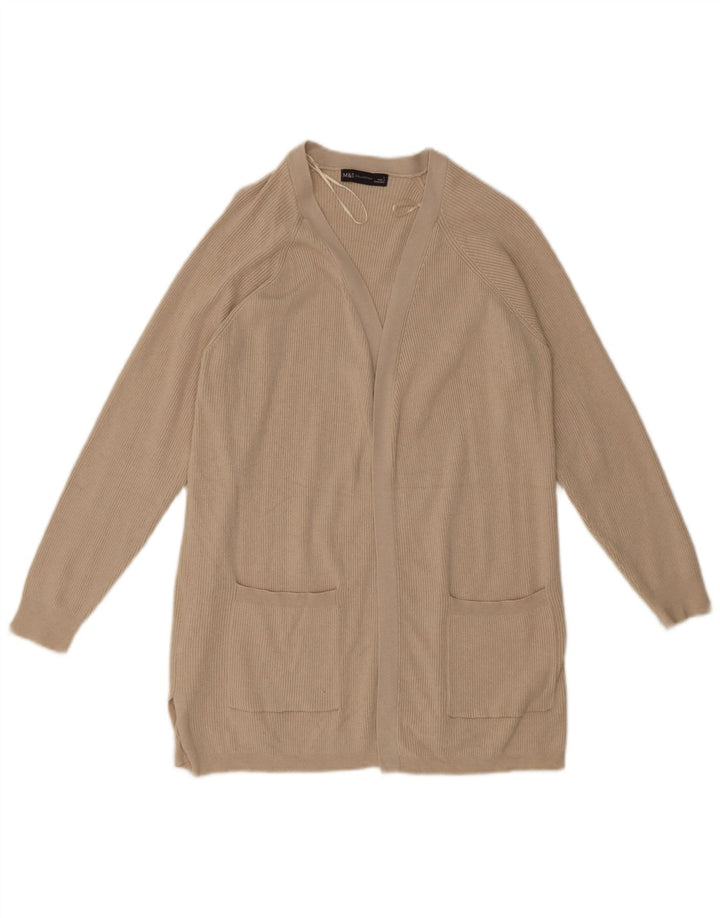Marks & Spencer Γυναικείο Longline ανοιχτό πουλόβερ ζακέτα UK 14 Large Beige