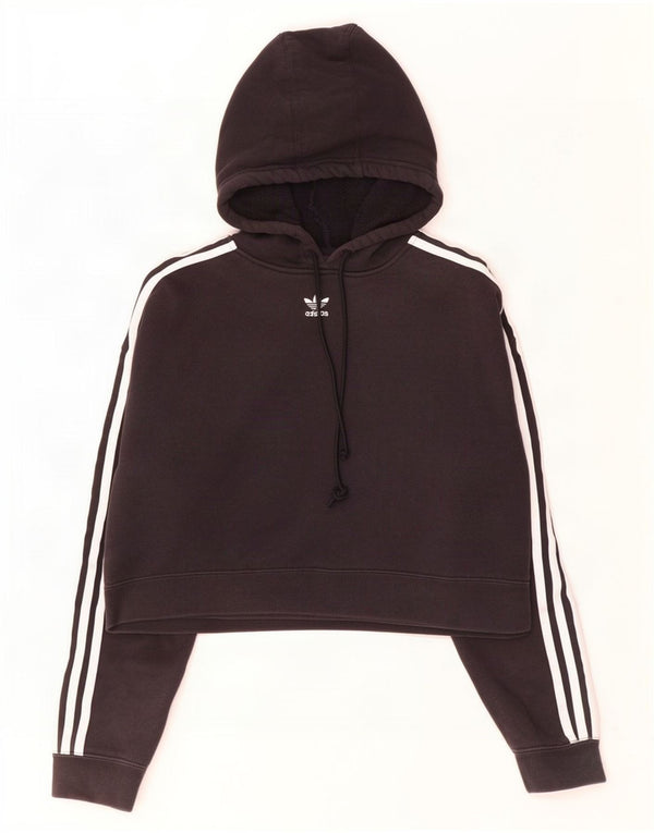 Adidas Γυναικείο Crop Oversized Hoodie Jumper UK 8 Small μαύρο βαμβακερό