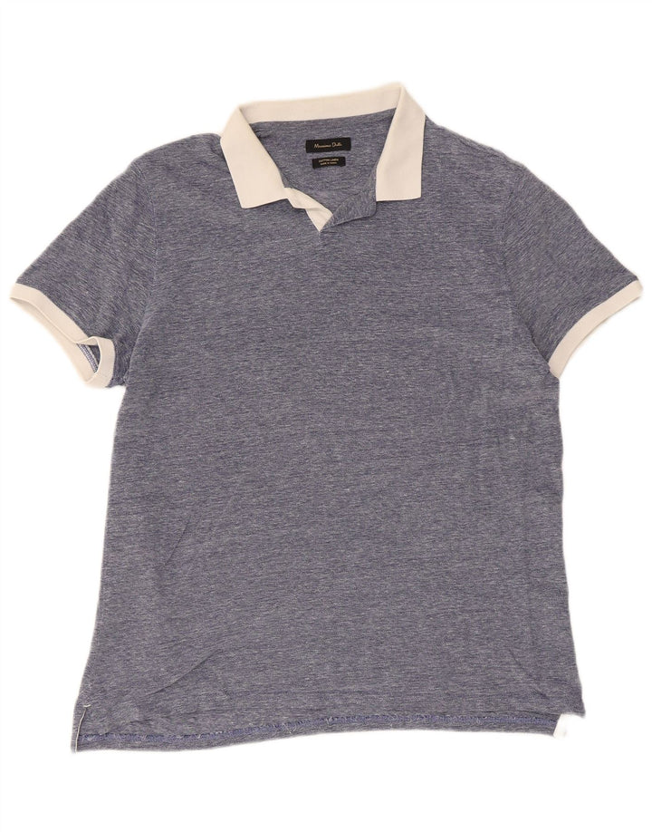 Ανδρικό μπλουζάκι ράγκμπι πόλο Massimo Dutti, μεγάλο μπλε βαμβακερό