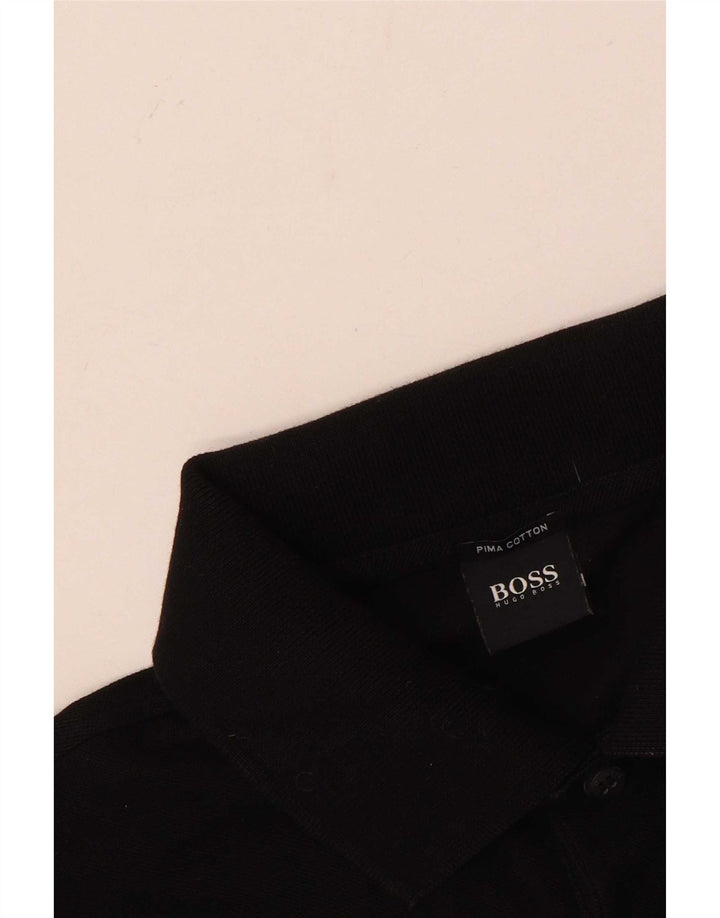 Ανδρικό μπλουζάκι πόλο Hugo Boss, μεσαίο μαύρο βαμβακερό