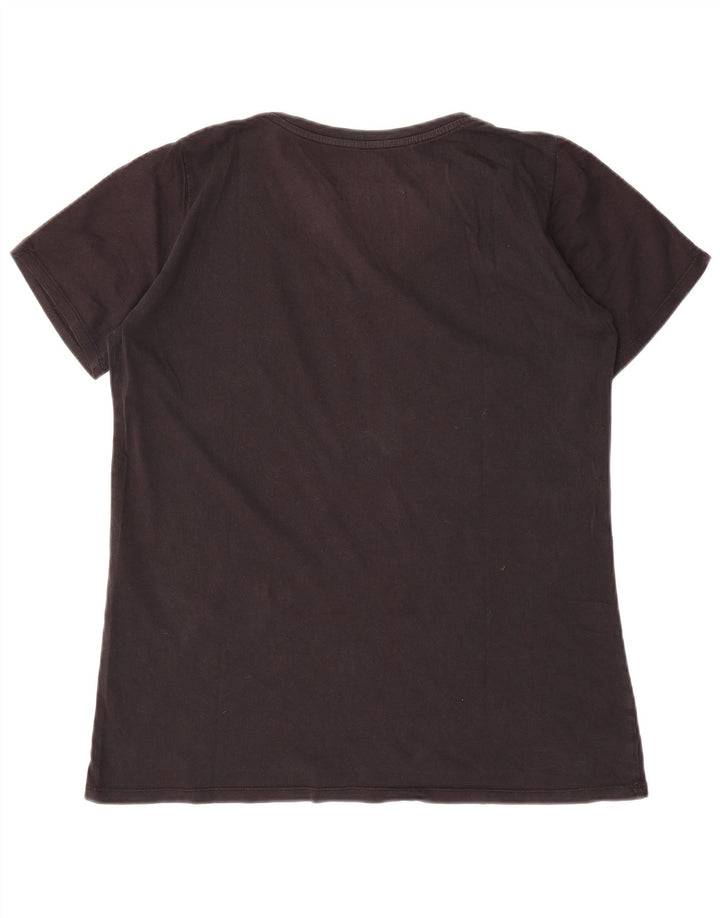 Γυναικείο γραφικό μπλουζάκι NIKE Αθλητικό κομμένο τοπ UK 18 XL μαύρο βαμβακερό