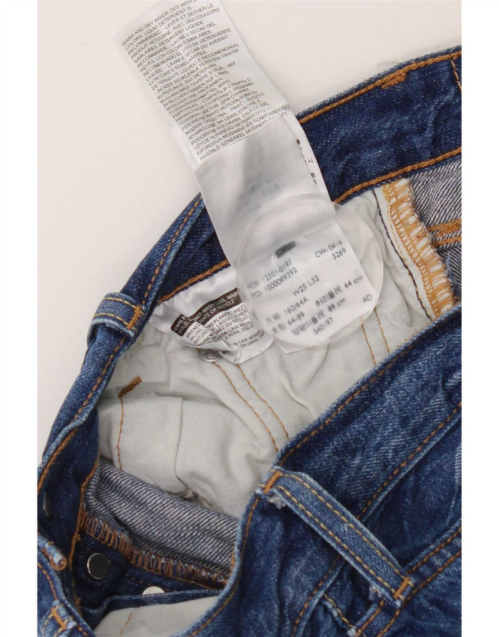 Levi's Womens 501 Straight Jeans W25 L27 Blue Cotton