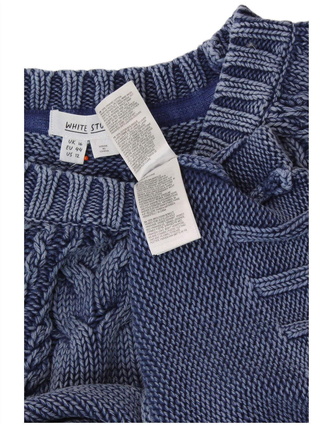 WHITE STUFF Γυναικείο Crop Boat Neck Jumper πουλόβερ UK 16 Large Navy Blue