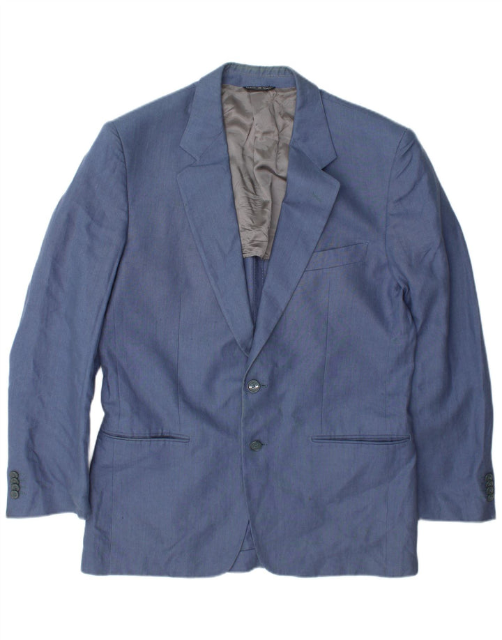 Vintage Ανδρικό Μπουφάν Blazer με 2 Κουμπιά IT 50 Μεγάλο Μπλε Λινό