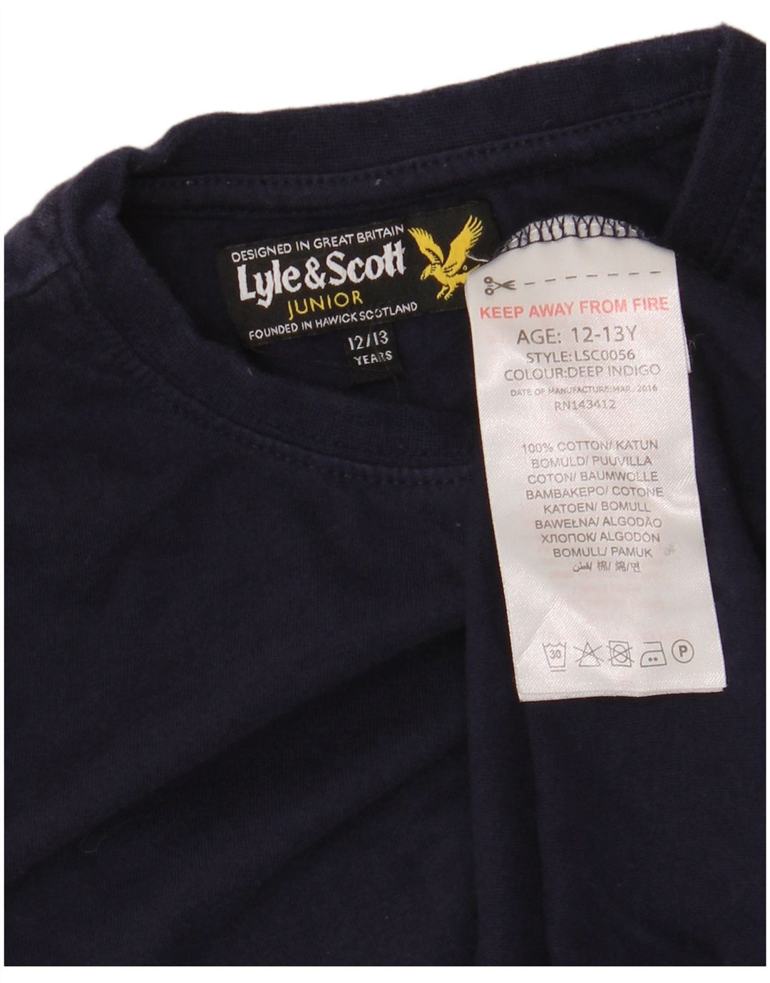 LYLE & SCOTT Boys Μακρυμάνικο μπλουζάκι 12-13 ετών Navy Blue Cotton