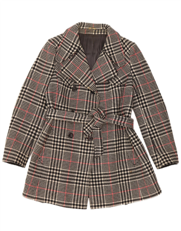 Vintage γυναικεία καμπαρντίνα με διπλό στήθος IT 46 Large Grey Check