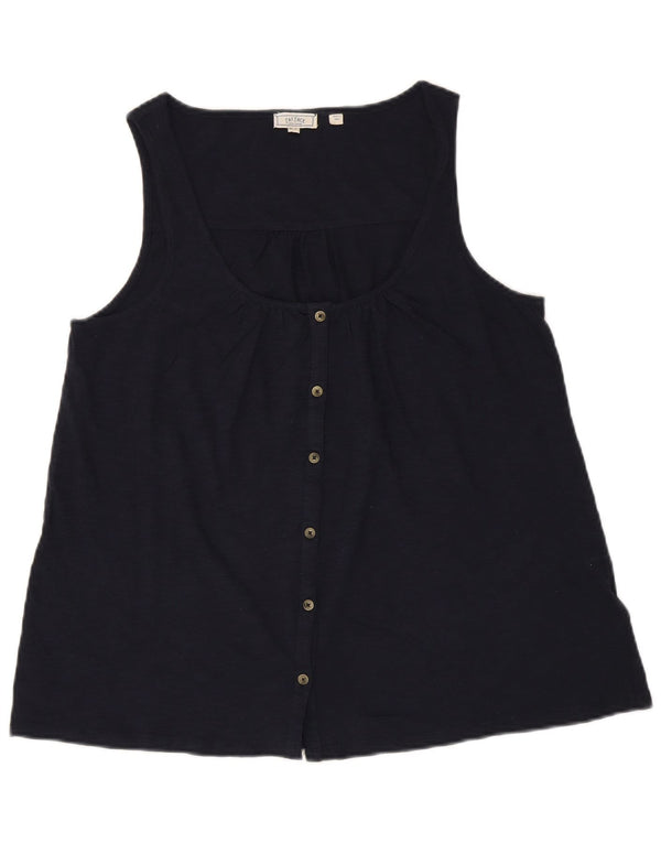 Fat Face Γυναικείο αμάνικο πουκάμισο Μπλούζα UK 12 Medium Navy Blue βαμβακερό
