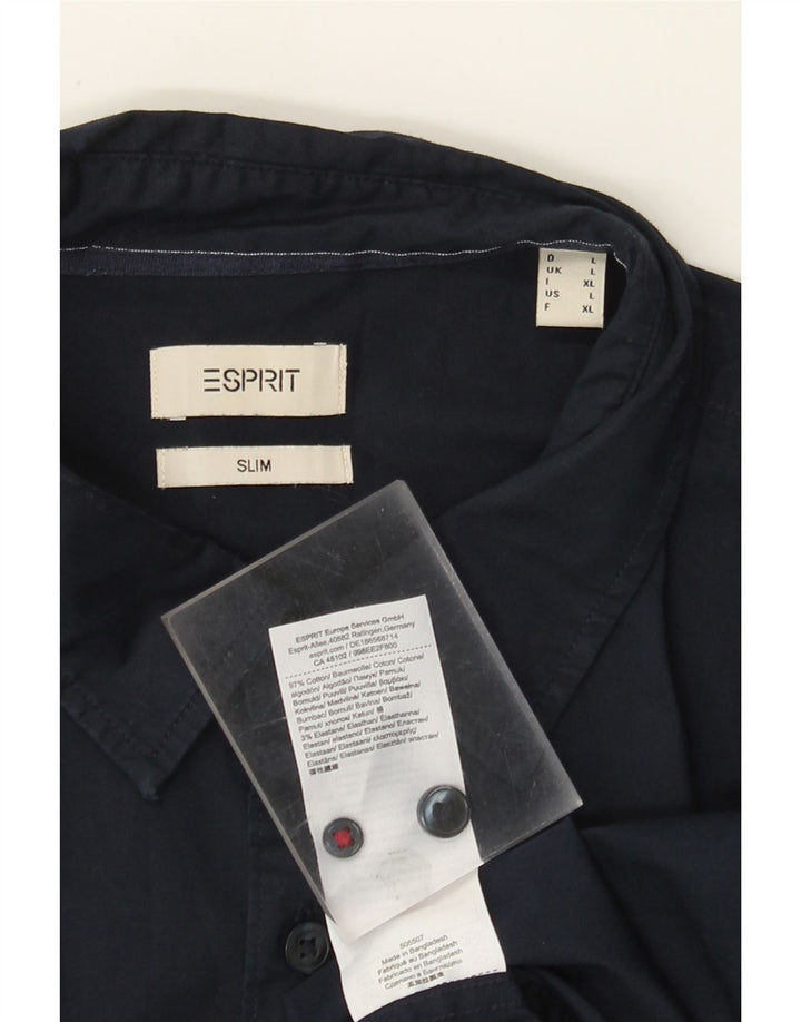 Ανδρικό πουκάμισο Esprit Slim Fit μεγάλο μπλε ναυτικό βαμβακερό