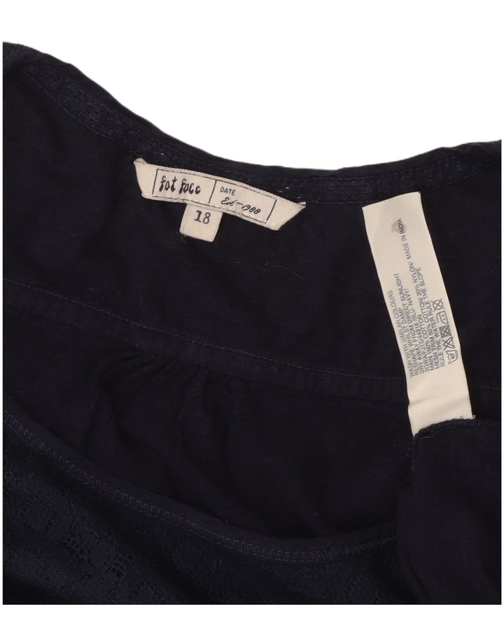 Fat Face Γυναικεία μακρυμάνικη μπλούζα τοπ UK 18 XL Navy Blue Floral βαμβακερό