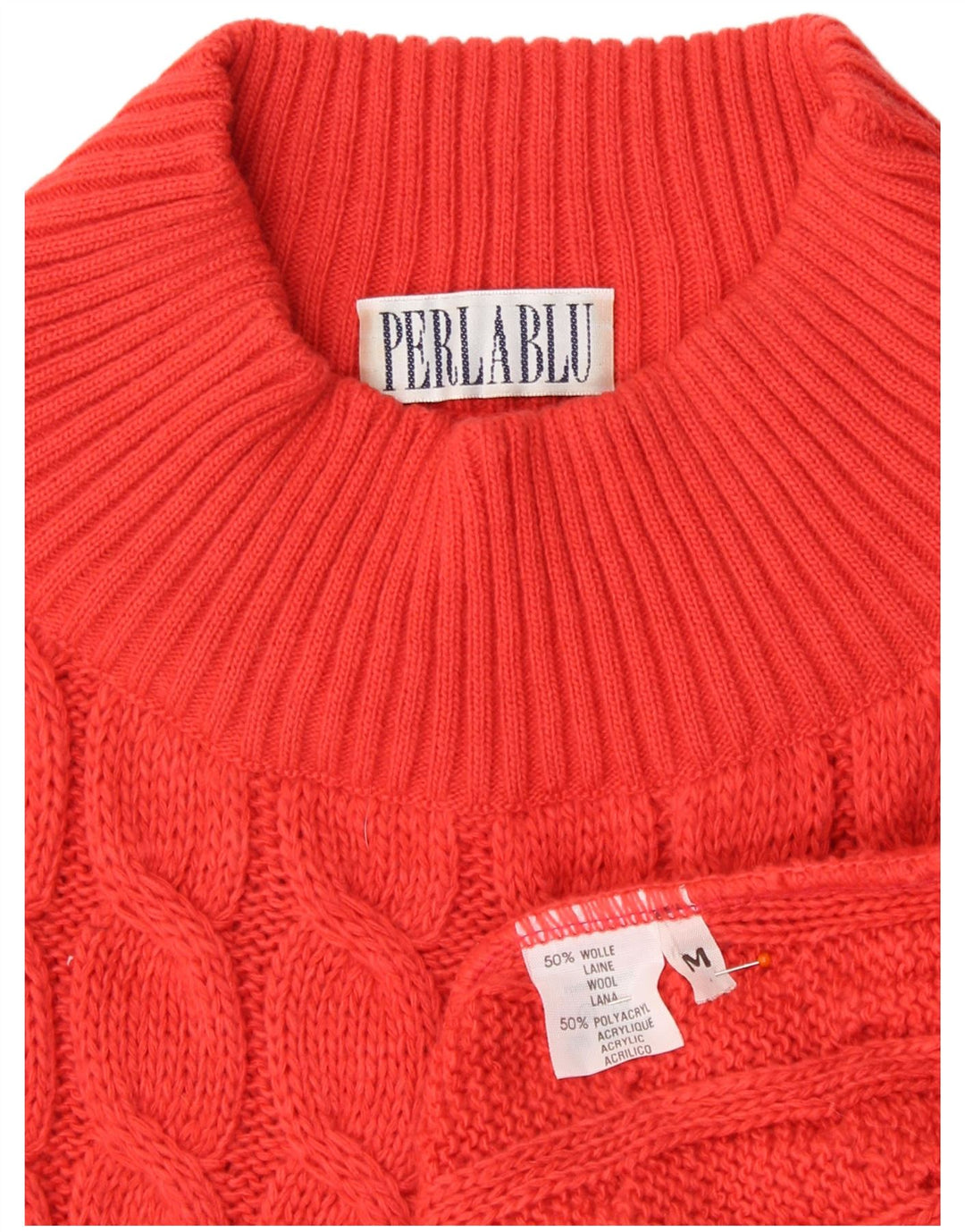 Γυναικείο πουλόβερ με λαιμό χελώνα VINTAGE UK 14 Μεσαίο κόκκινο μαλλί