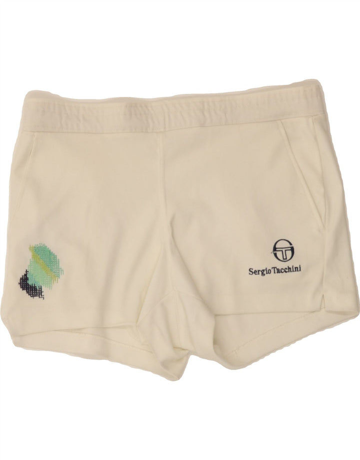 SERGIO TACCHINI Womens Sport Shorts EU 44 XL  Off White Polyester Vintage Sergio Tacchini and Second-Hand Sergio Tacchini from Messina Hembry 