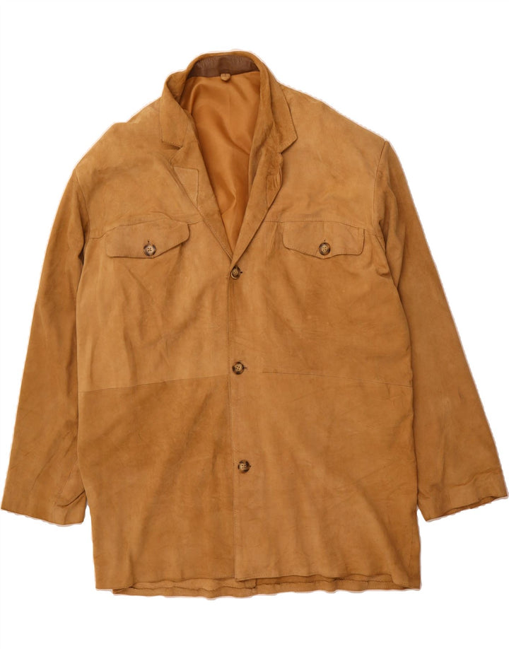 VINTAGE Mens Suede Blazer Jacket UK 38 Medium Brown Vintage Vintage and Second-Hand Vintage from Messina Hembry 
