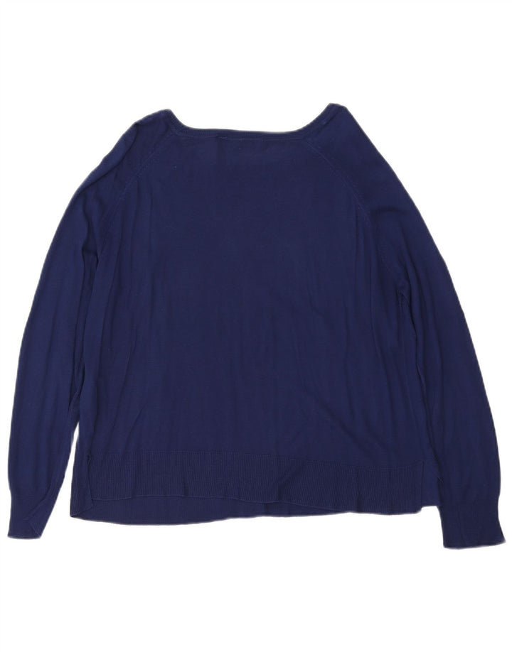 Zara Γυναικείο πουλόβερ με λαιμόκαυστο UK 14 Medium Navy Blue Viscose
