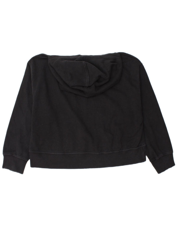 Zara Womens Crop Oversized Hoodie Jumper UK 18 XL Μαύρο