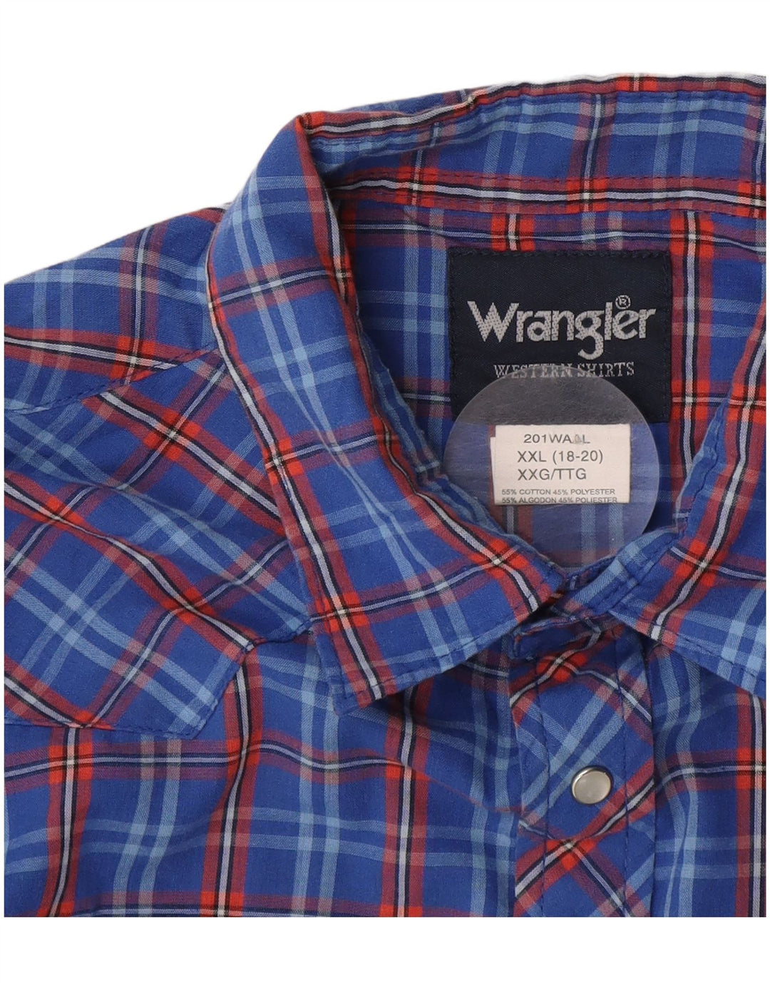 WRANGLER Πουκάμισο για αγόρι 15-16 ετών 2XL Μπλε καρό βαμβακερό