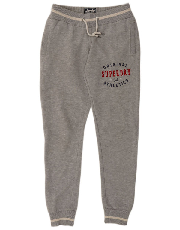 Superdry Womens Graphic Tracksuit Trousers Joggers UK 8 Small Grey