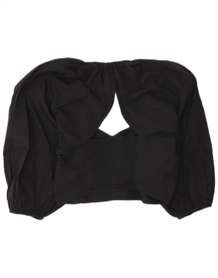 Zara Γυναικεία Μπλούζα Crop Top UK 14 Large Black